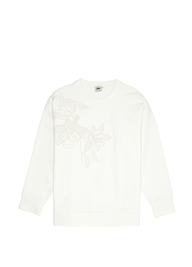 Beymen Club Kırık Beyaz Lilyum Nakışlı Sweatshirt - 7