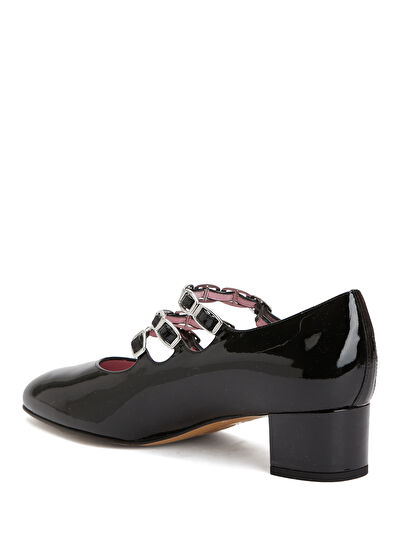 Carel Kına Siyah Deri Topuklu Ayakkabı - 3