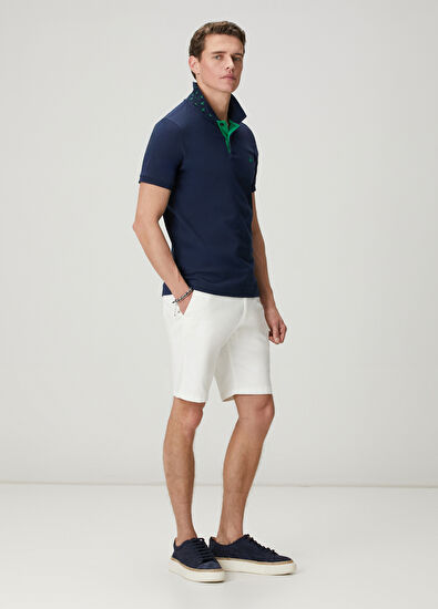 Beymen Club Lacivert Slim Fit Yaka Altı Baskılı Polo Tshirt - 3