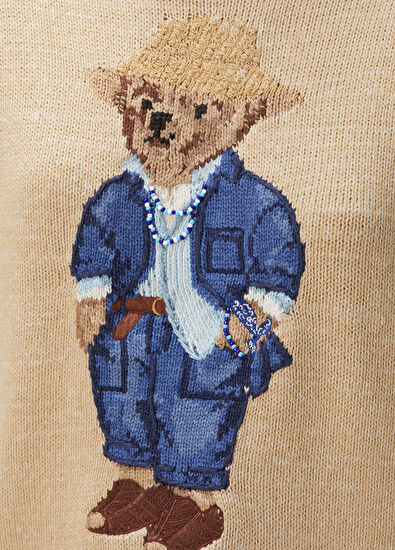 Polo Bear Bej İşlemeli Kazak - Görsel 7