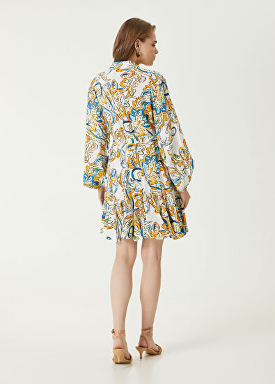 Beymen Club Ekru Desenli Mini Gömlek Elbise - 6