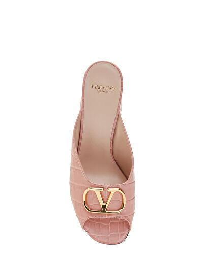 VLogo Pembe Kadın Deri Terlik - Görsel 5