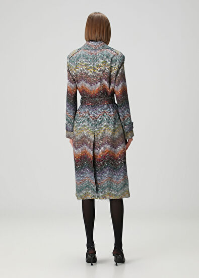Colorblocked Zikzak Desenli Palto - Görsel 5