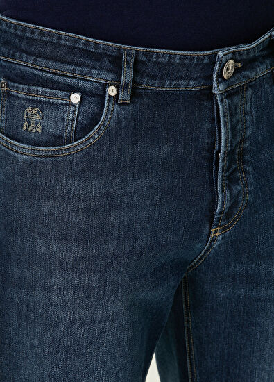 Brunello Cucinelli Lacivert Jean Pantolon - 4