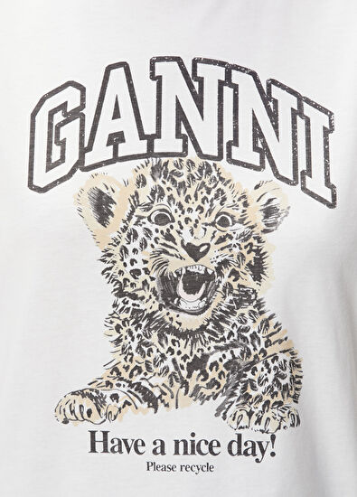 Ganni White Printed T-Shirt - 4