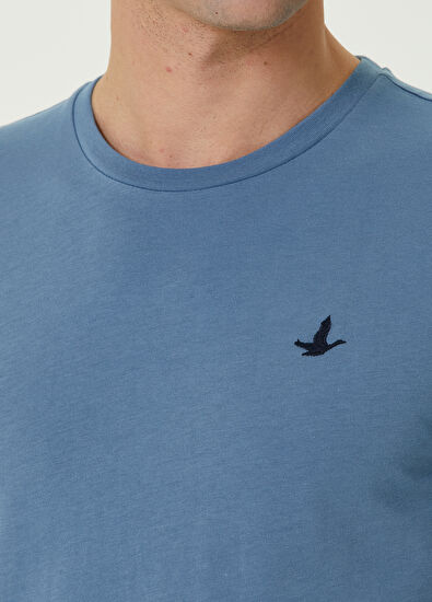 Beymen Club Mavi Kuş Nakışlı Basic T-shirt - 5