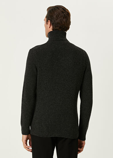 Beymen Club Antrasit Yakası Fermuarlı Kazak - 5