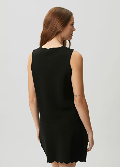 Beymen Club Black Sliced Knit Tank Top - 5