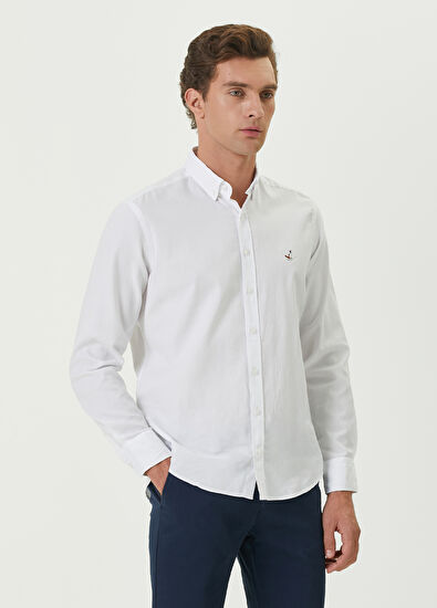 Beymen Club Comfort Fit Beyaz Oxford Gömlek - 3