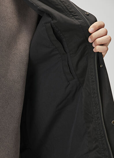 Beymen Club Siyah Yakası Deri Garnili Mont - 7