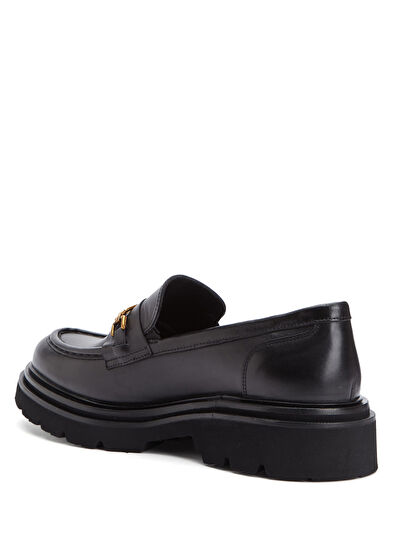 Beymen Club Black Chain Logo Women's Leather Loafer - 3