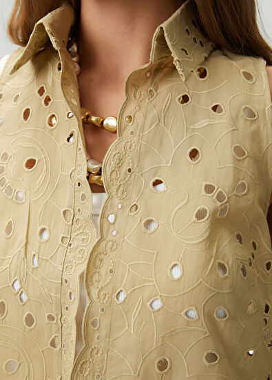 Beymen Club Beige Embroidered Shirt - 6