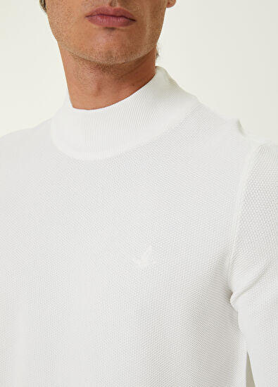 Beymen Club Beyaz Yarım Balıkçı Yaka Pirinç Dokulu Kazak - 5