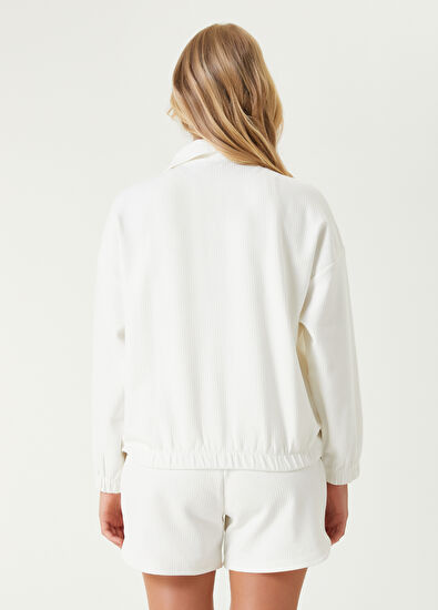 Beymen Club Kırık Beyaz Yarım Fermuarlı Sweatshirt - 6