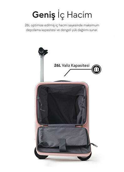 SE3miniT Pembe Kabin Boy Elektrikli Binilebilir Scooter Valiz - Görsel 6