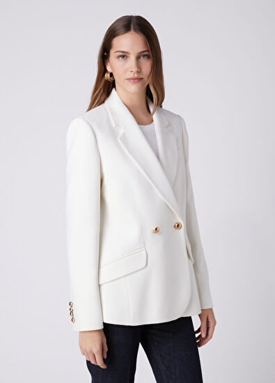 Beymen Club Off-White Double-Breasted Blazer - 4