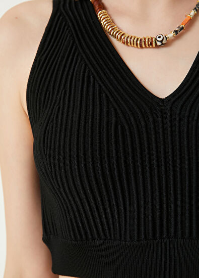 Beymen Club Black Crop Knit Tank Top - 5