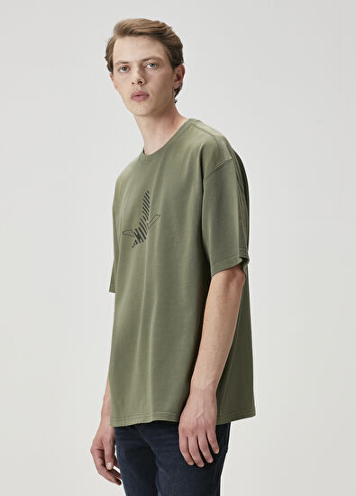 Beymen Club Haki Logo Baskılı Oversize T-shirt - 5