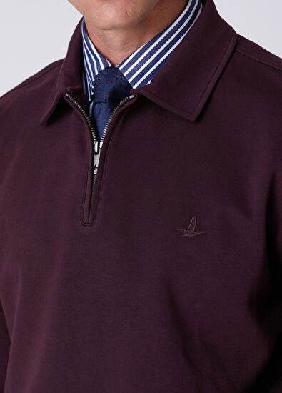 Beymen Club Mürdüm Polo Yaka Interlock Sweatshirt - 6