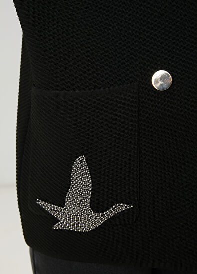 Beymen Club Double-Breasted Cardigan With Black Embroidered Lo - 5