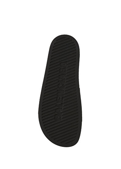 Balenciaga Siyah Beyaz Logolu Erkek Plaj Terliği - 5