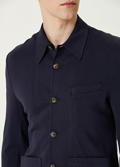 Pal Zileri Navy Blue Knit Jacket - 5