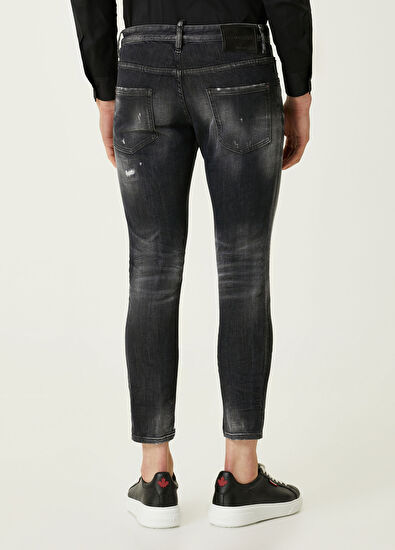 Siyah Yıpratma Detaylı Jean Pantolon - Görsel 5