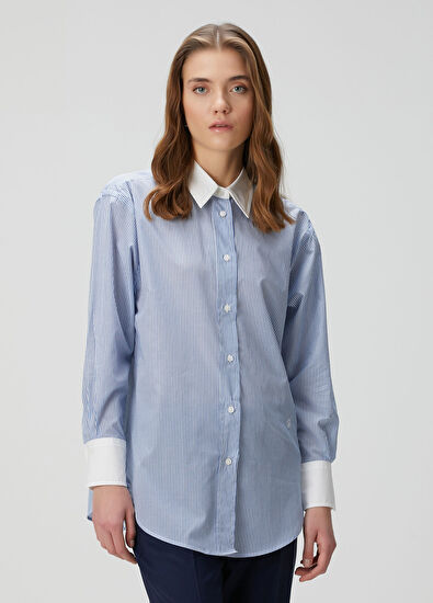 Boss Badina Mavi Çizgili Gömlek - 3