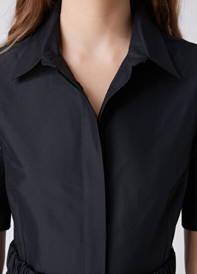 Beymen Club Siyah Midi Tafta Elbise - 7