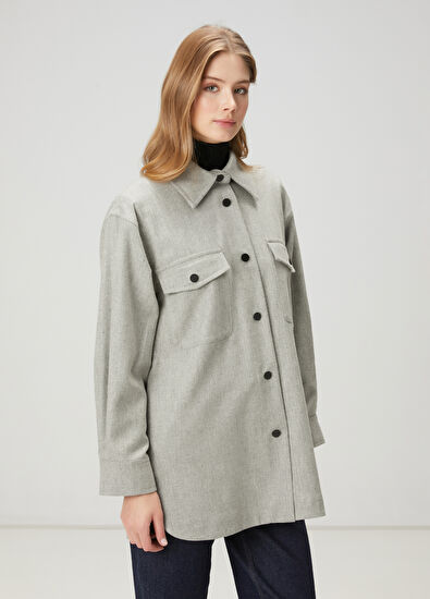 Beymen Club Grey Wool Over Shirt - 3