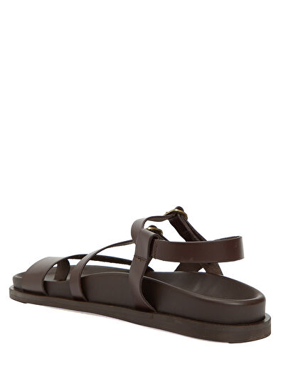 Beymen Club Kahverengi Amorf Tokalı Kadın Deri Sandalet - 3