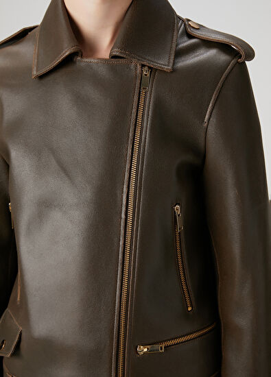 Beymen Club Kahverengi Deri Ceket - 7