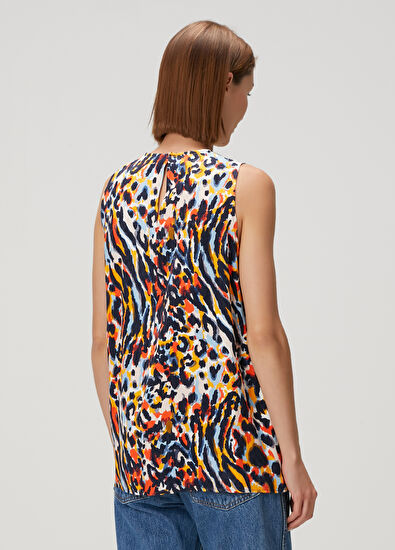 Beymen Club Lacivert Sarı Leopar Desenli Bol Kesim Bluz - 4