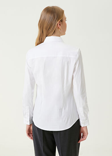 Beymen Club Slim Fit Beyaz Logo Nakışlı Klasik Gömlek - 6