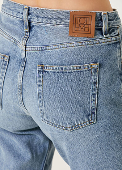 Toteme Mavi Crop Straight Jean Pantolon - 4
