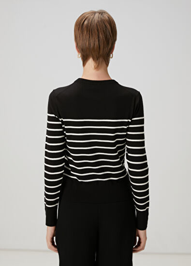 Beymen Club Siyah Beyaz Çizgili Basic Kazak - 4