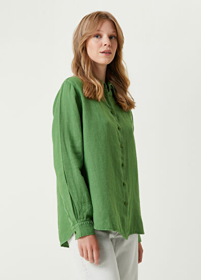 Beymen Club Yeşil Keten Gömlek - 3