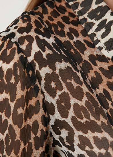 Ganni Leopar Desenli Şifon Gömlek - 4