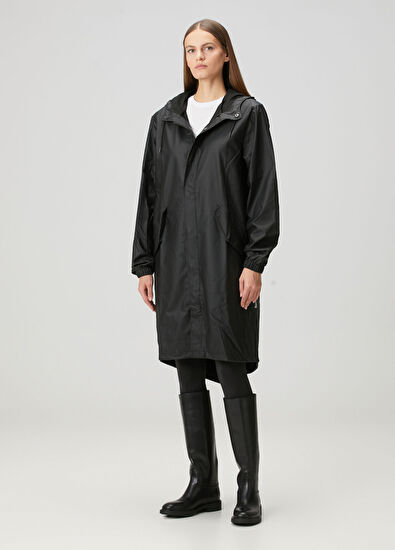 Fishtail Siyah Kapüşonlu Parka - Görsel 4