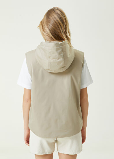 Beymen Club Bej Kapüşonlu Logo İşlemeli Yelek - 6