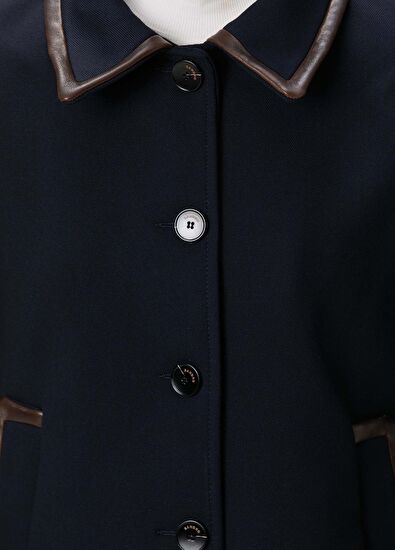 Sandro Navy Blue Garni Detailed Coat - 5