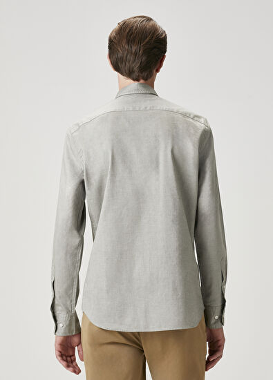 Beymen Club Slim Fit Açık Haki Oxford Gömlek - 5