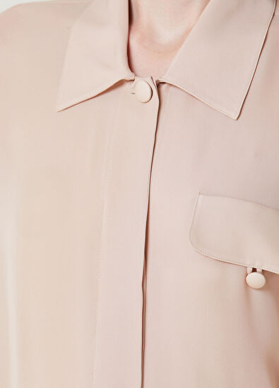 Emporio Armani Pudra İpek Gömlek - 4