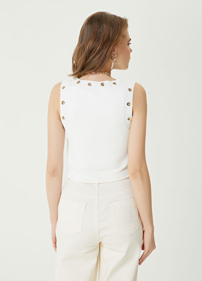 Beymen Club Off White Knit Tank Top - 6
