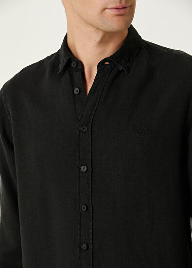 Beymen Club Comfort Fit Siyah Keten Gömlek - 4