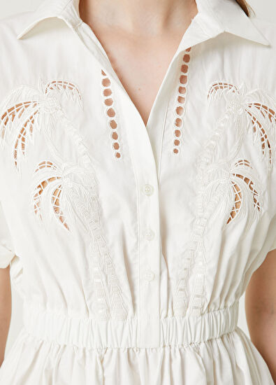 Beymen Club Beyaz Beli Büzgülü Mini Elbise - 5