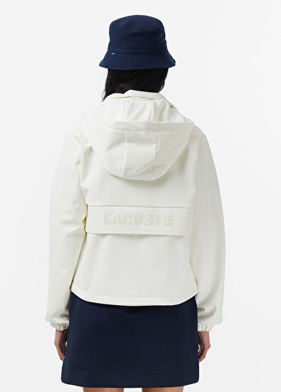 Krem Baskılı Kapüşonlu Regular Fit Kadın Yağmurluk - Görsel 4