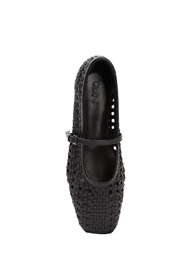 Beymen Club Black Knitted Leather Ballet Flats - 4