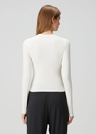 Skims Beyaz Uzun T-shirt - 4