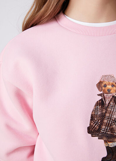 Beymen Club Pembe Taşlı Köpek Baskılı Sweatshirt - 7